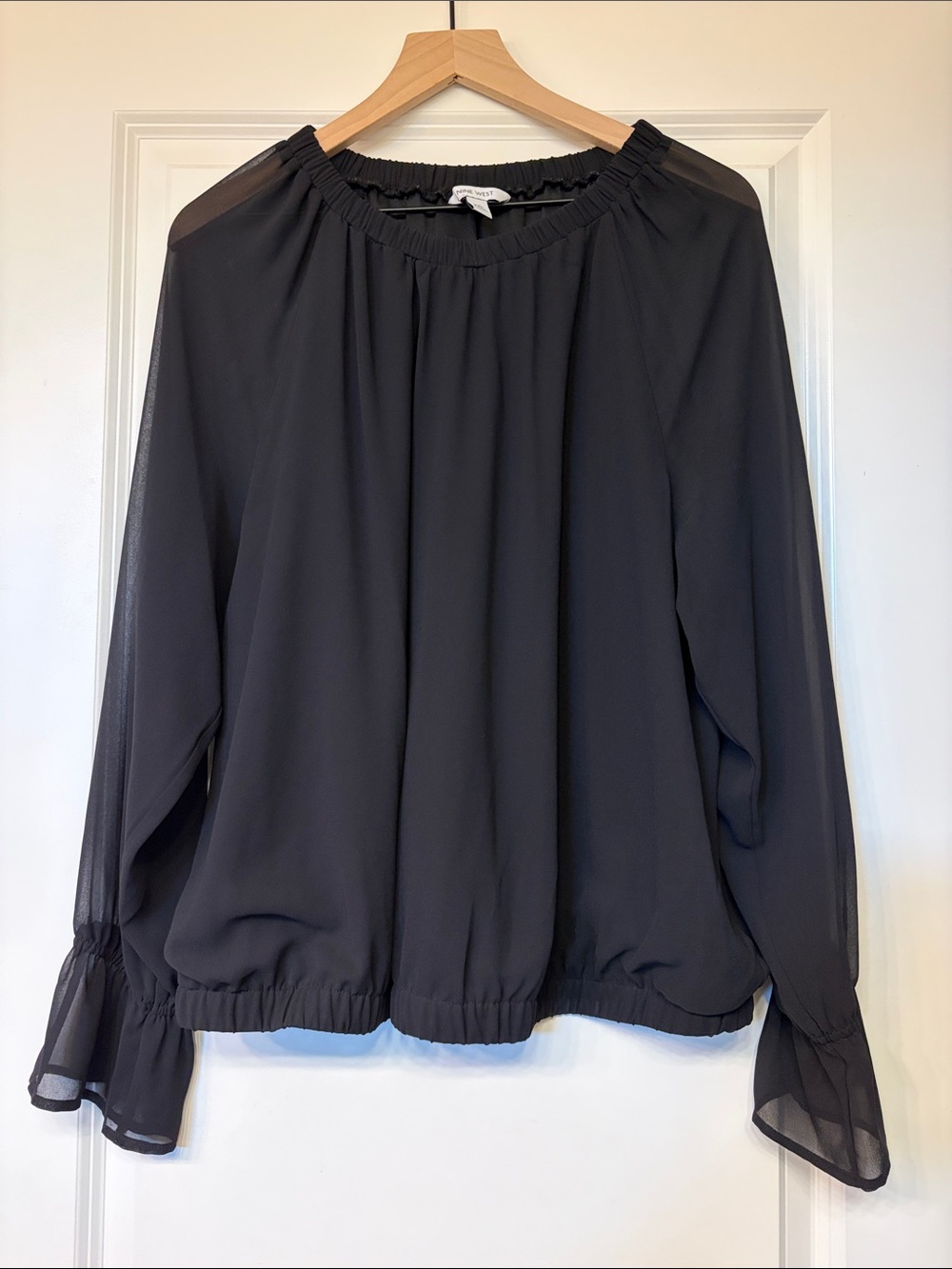 Nine West Black Long-Sleeve Crewneck Top